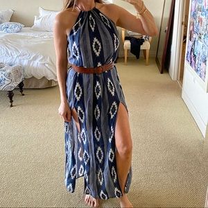 Halter Maxi dress with side slits XS